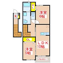 アトラクティブハウス 2LDKの間取図画像