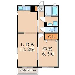 ハッピー・バード 1LDKの間取図画像