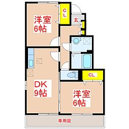 メゾンエール 2DKの間取図画像