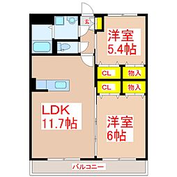 アミュール 2LDKの間取図画像