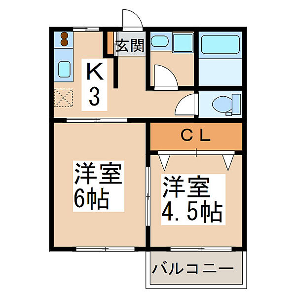 ル　シエル ｜鹿児島県鹿屋市札元2丁目(賃貸アパート2K・1階・34.00㎡)の写真 その2