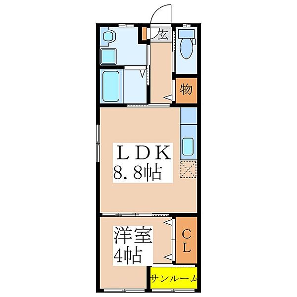 シエル　Ａ棟 ｜鹿児島県鹿屋市川西町(賃貸アパート1LDK・2階・35.00㎡)の写真 その2