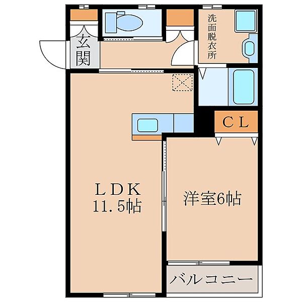 ディアコート ｜鹿児島県鹿屋市新川町(賃貸アパート1LDK・1階・43.00㎡)の写真 その2