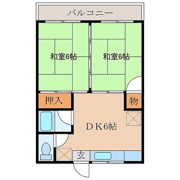 イースト・サンハイム ｜鹿児島県鹿屋市札元1丁目(賃貸マンション2DK・1階・40.00㎡)の写真 その2