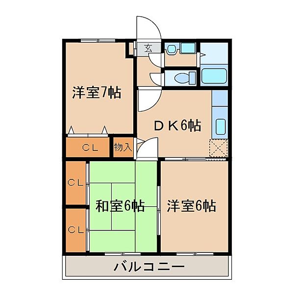 フレグランスＫ ｜鹿児島県鹿屋市寿7丁目(賃貸マンション3DK・2階・56.80㎡)の写真 その2