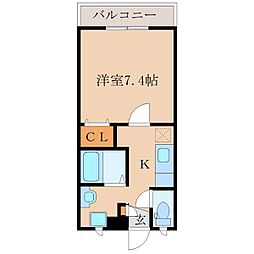 whiteVesseL 1Kの間取図画像