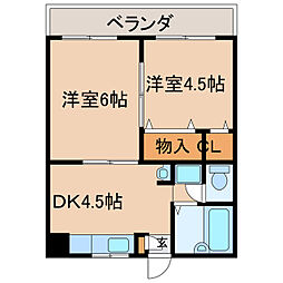 イペリアルコート寿 2DKの間取図画像