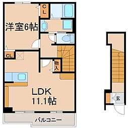 アクティブ・ベルK 1LDKの間取図画像