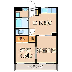 パークヒル古前城 2DKの間取図画像