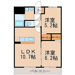 クレヨンハイツ 2LDKの間取図画像