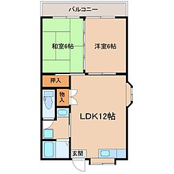 コーポスマイル 2LDKの間取図画像