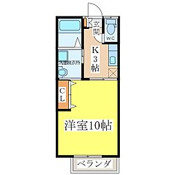 メルベーユ 1Kの間取図画像