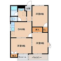 サンリブレ寿 3DKの間取図画像
