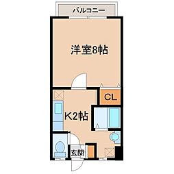 エムハイツA 1Kの間取図画像