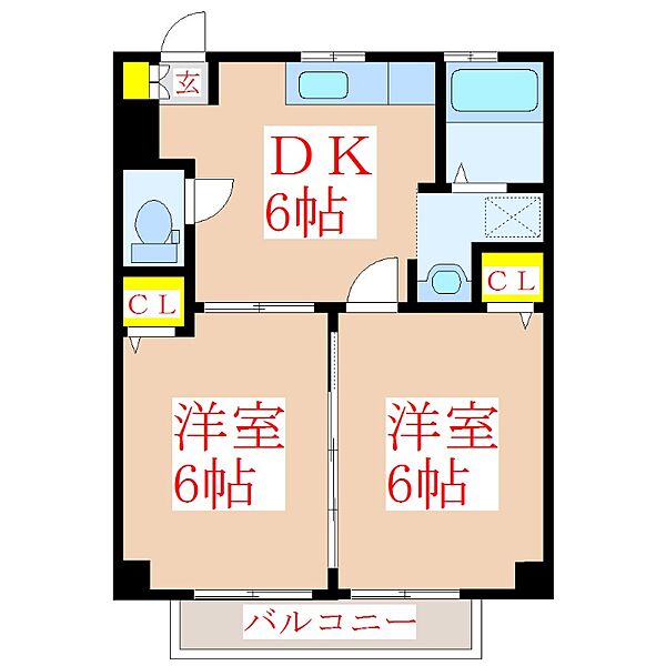 ガーデンプレイス小田　Ａ棟 ｜鹿児島県霧島市隼人町小田(賃貸アパート2DK・1階・35.00㎡)の写真 その2