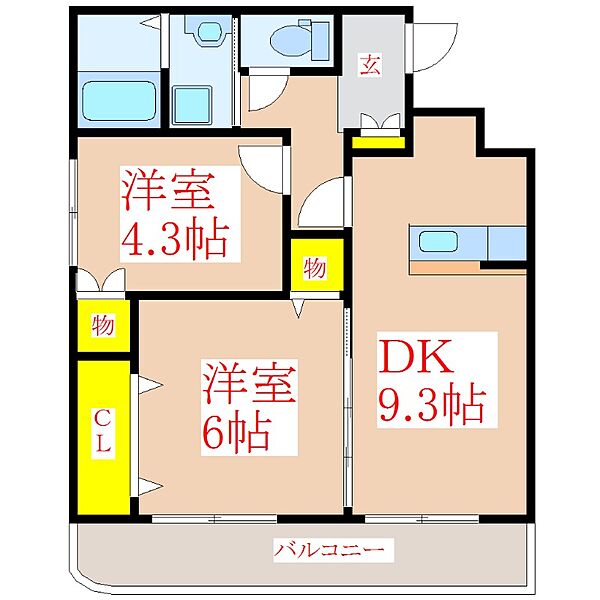 シルフィード ｜鹿児島県霧島市国分松木町(賃貸マンション2DK・1階・47.00㎡)の写真 その2