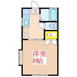 リバティハウス 1Kの間取図画像