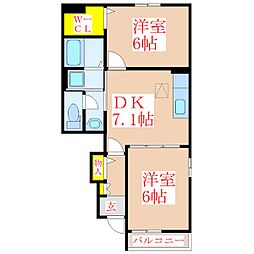 ヴァーチャスMK 2DKの間取図画像
