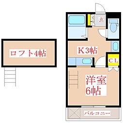 ハイツ隼人 1Kの間取図画像