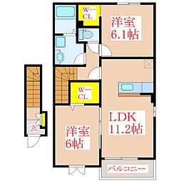 ベル・ジェルメ 2LDKの間取図画像