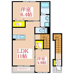 ラシードレーヴ 2LDKの間取図画像