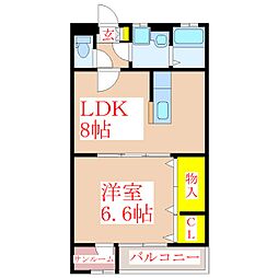 M&Mマンション 1LDKの間取図画像