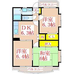 フルールm 3DKの間取図画像