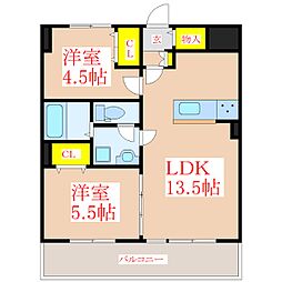 ベイシス隼人 2LDKの間取図画像