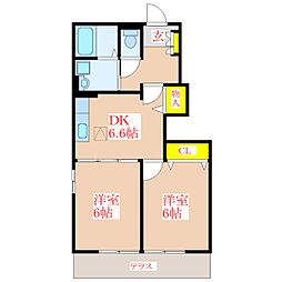 サン・マネージ2 2DKの間取図画像
