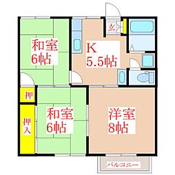 ルミエール2 3Kの間取図画像