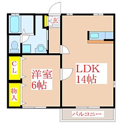 ハッピーハウス 1LDKの間取図画像