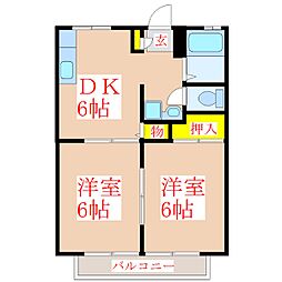 サンシティ隼人A 2DKの間取図画像