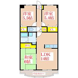 トレインピア国分 3LDKの間取図画像