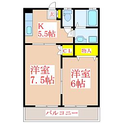 ビーノメゾン 2Kの間取図画像