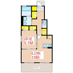 クレストC 1LDKの間取図画像
