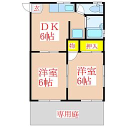 第2UTOハイツA 2DKの間取図画像