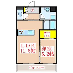 スカイヒルズ 1LDKの間取図画像