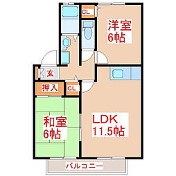 セジュールアンダンテ 2LDKの間取図画像
