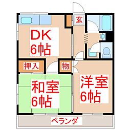 ホワイトシャトー 2DKの間取図画像