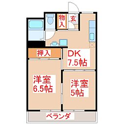 ヴィラナリー南栄 2DKの間取図画像