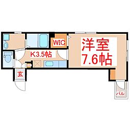アルカディア谷山中央 1Kの間取図画像