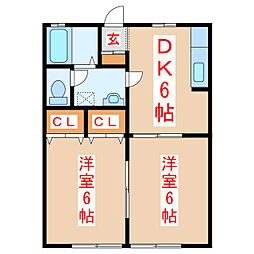 ナチュール清和 2DKの間取図画像