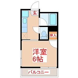 コーポマキシム東谷山 1Kの間取図画像