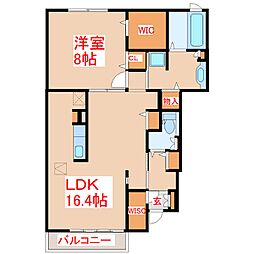 いちょう 1LDKの間取図画像