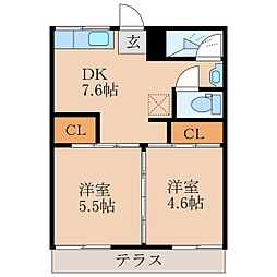 TRIDEC1-3 2DKの間取図画像