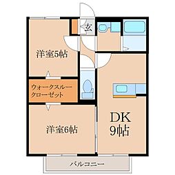 イストガーデンA 2DKの間取図画像