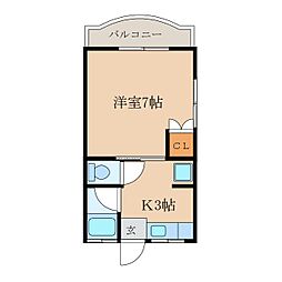 コーポラスエレガント 1Kの間取図画像