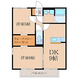イストガーデンA 2DKの間取図画像
