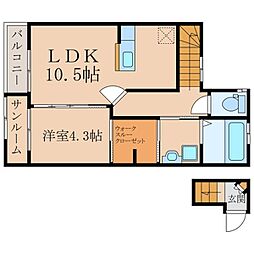 トムソーヤ郷之原1番館 1LDKの間取図画像