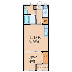 ウェストパビリオン 1LDKの間取図画像